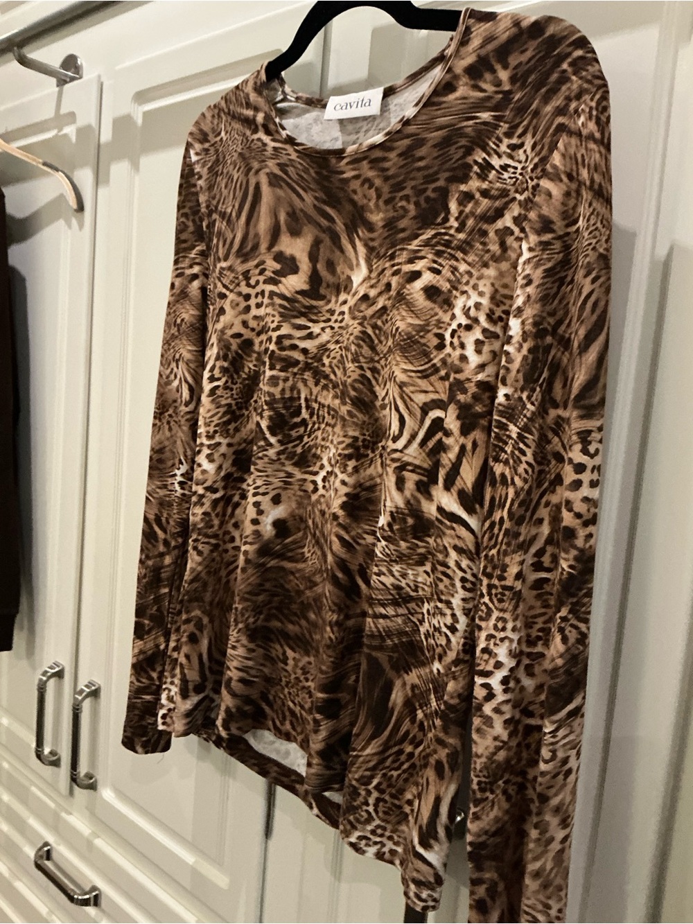 Cavita  Brown and tan Animal-Print Long Sleeve Tee